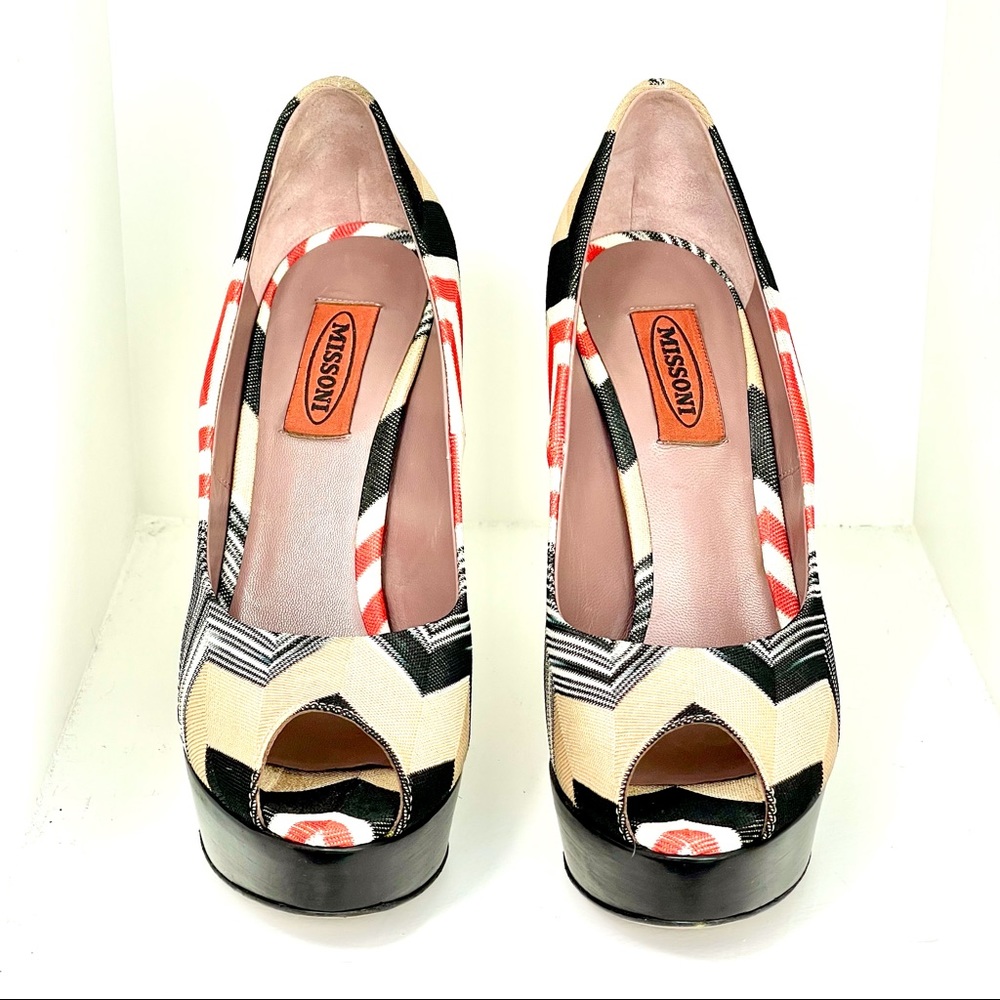 Missoni platform high heel peep toe pumps size 37